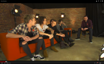 One Direction at their Google Hangout Live Stream on Nov. 9, 2014.